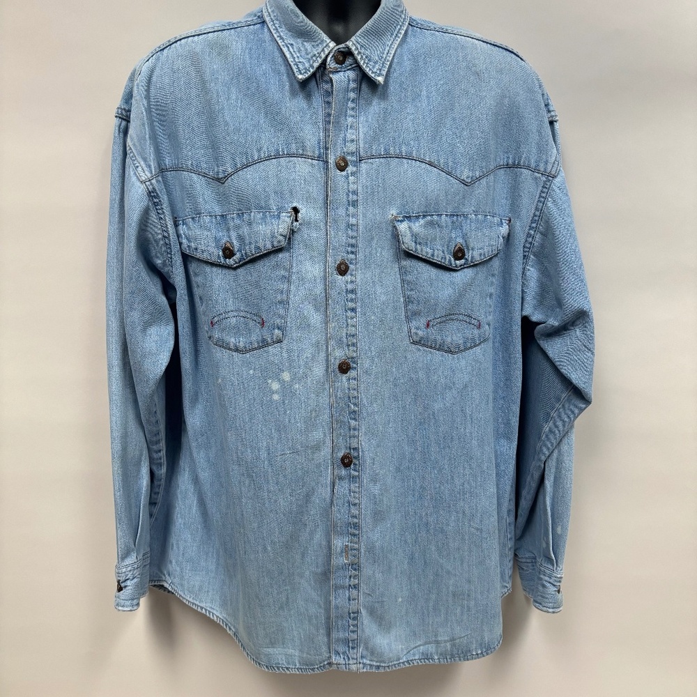 Vintage Stetson Western Shirt With Metal Buttons Size Large